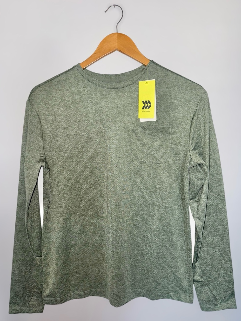 New all in motion Heathered Olive Green Long Sleeve Tee Boys XL (14)